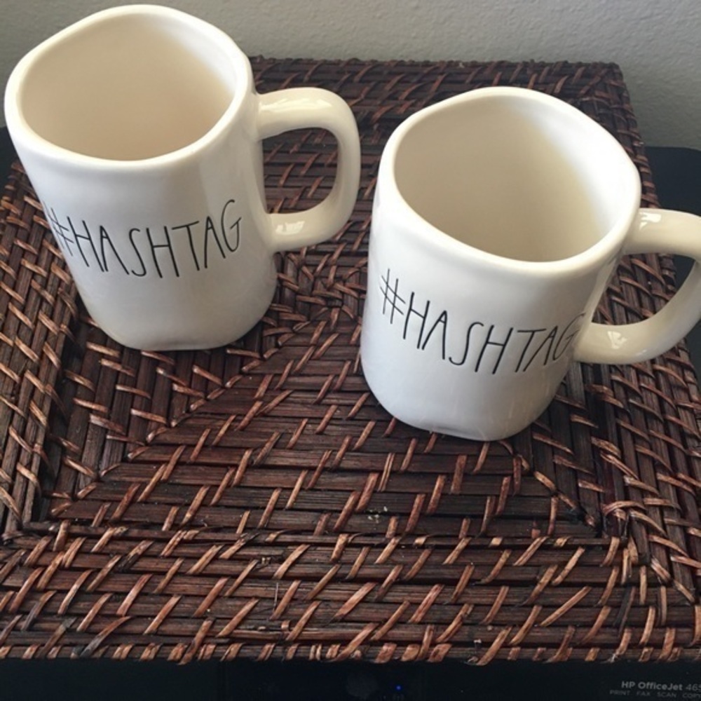 Rae Dunn #Hashtag M Stamp Magenta Mug Rare